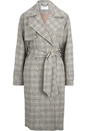 Tamaris Damen Karierter Trenchcoat ARNI Grau 40
