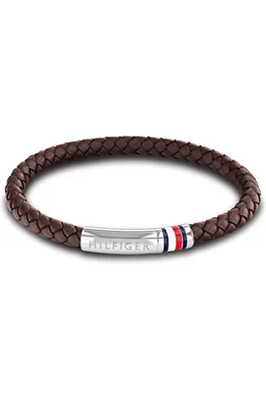 Tommy Hilfiger Jewelry Geflochtenes Lederarmband für Herren Braune Farbe - 2790402