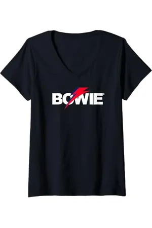 David Bowie Damen Aladdin Sane Blitzlogo T-Shirt mit V-Ausschnitt