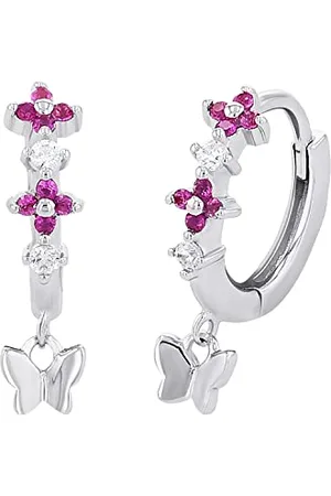 Prinzessin Lillifee Creolen 925 Sterling Silber Mädchen Kinder Ohrschmuck, mit Zirkonia synth., 1,6 cm, Silber, Schmetterling, Kommt in Schmuck Geschenk Box, 2027893