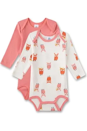 Sanetta Baby-Body Langarm (Doppelpack) Eule | Hochwertiger und nachhaltiger Body für Mädchen aus Bio-Baumwolle. Inhalt: 2er Set Baby Body 086