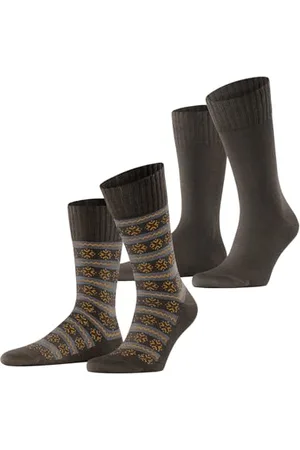 ESPRIT Herren Socken Scandi Multipack M So Baumwolle Wolle gemustert 2 Paar, , 43-46