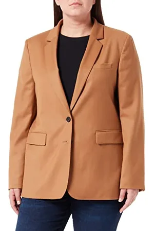 HUGO BOSS Damen Akrida Regular-Fit Blazer aus elastischem Schurwoll-Flanell Hellbraun 42