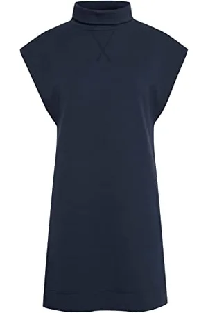 Ichi IHJICINTA SW WA Damen Langes Sweatshirt Pullover Longpullover Loose Fit mit Turtleneck ärmellos, Größe:S, Farbe: