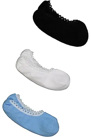 Ulla Popken Damen 3er Pack Füßling Mit Spitzenband Socken, , 39-42 EU