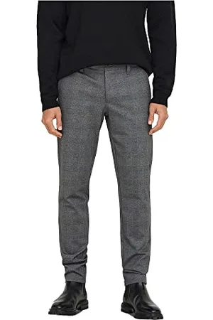 Only & Sons O&S Stoffhose Chino Elegante Business Pants Karierte Stretch Trousers Slim Fit Tapered Leg ONSMARK, Farben: , Größe Hosen:34W / 30L, Beinlänge:L30