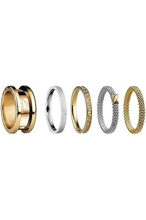 Bering Austauschbar Ring Set für Damen in Silber & Gold mit einzigartigem Twist- & Change System, Symphony-Set-E