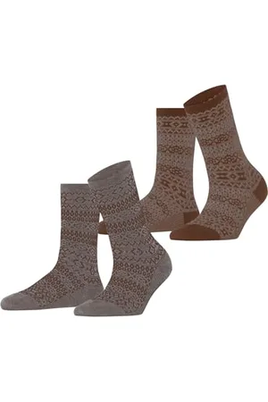 ESPRIT Damen Socken Sami Pattern Double Pack W So Baumwolle gemustert 2 Paar, , 35-38