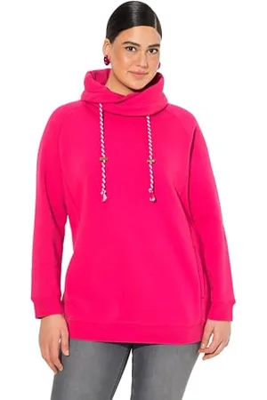 Ulla Popken Damen Sweatshirt, Weiter Stehkragen, Taschen, Raglan-Langarm, , 66-68 EU