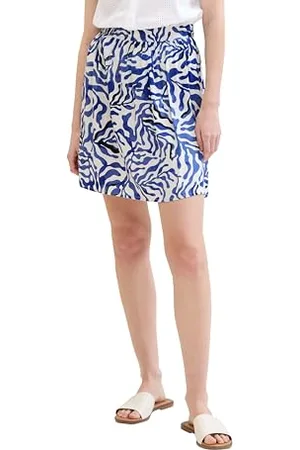 TOM TAILOR Damen Kurzer Basic Rock , white cut palmtree, 38