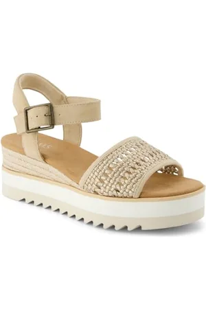 TOMS Damen Diana Sandale, Champagner-Metallic-Korbgeflecht, Wildleder, 36 EU