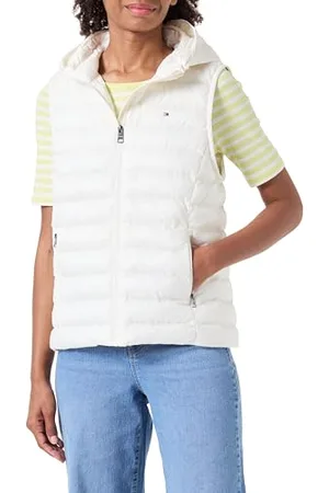 Tommy Hilfiger Damen Weste Padded Global Stripe Steppweste, Beige (Ancient White), 3XL
