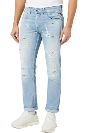 Replay Herren Jeans Grover Straight-Fit Aged, (Blau), 31W / 34L