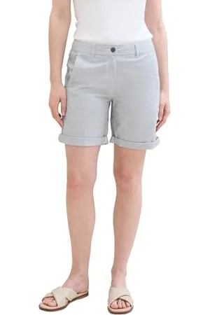 TOM TAILOR Damen Chino Bermuda Shorts , delicate navy white stripe, 34
