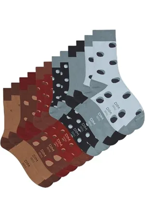 Dim 6er Pack Herrensocken mit Polka Dot Muster im Baumwollstil Baumwolle Socken Herren, Punkte Schwarz/Grau/Rot/Braun, 39-42