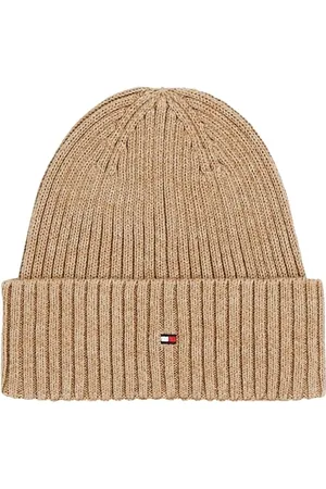 Tommy Hilfiger Herren Strickmütze Flag Twisted Yarn mit Umschlag, Beige (Safari Canvas), Einheitsgröße