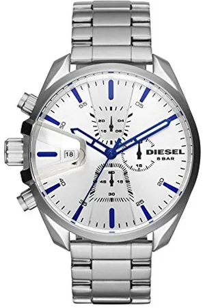 Diesel Herrenuhr Ms9 Chrono, QuarzChronographenwerk, 54 mm silbernes Edelstahlgehäuse mit Edelstahlarmband, DZ4473