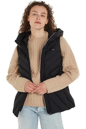 Tommy Hilfiger Damen Weste Chevron Vest Steppweste mit Kapuze, , S