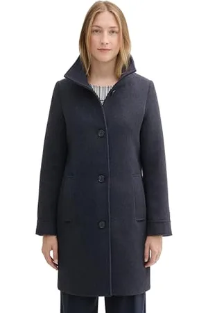 TOM TAILOR Damen 1042902 Mantel mit Stehkragen, 35927-Navy Melange Twill Structure, 3XL