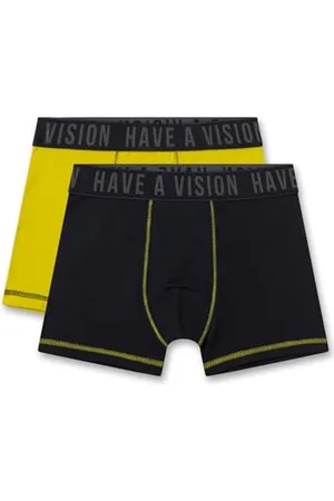 Sanetta Jungen-Hipshorts (Doppelpack) Dunkelblau & Gelb | Hochwertige und nachhaltige Unterhose für Jungen aus Bio-Baumwolle. Inhalt: 2er Set Unterwäsche für Jungen 140