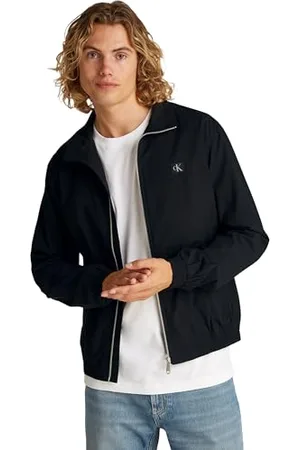 Calvin Klein Herren Windbreaker Jacke Crisp Cotton Harrington Leicht, Schwarz (Ck Black), M