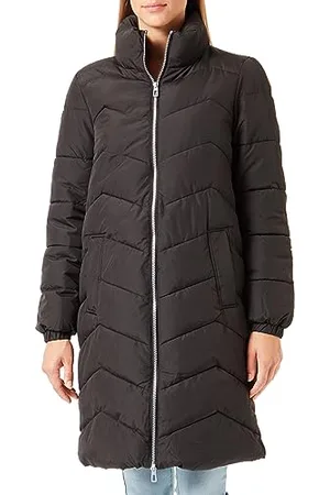 VERO MODA Damen Steppmantel VMLiga lange Jacke mit Kapuze 10289826 Black S