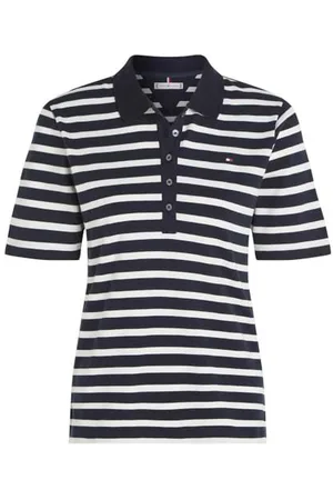 Tommy Hilfiger Damen 1985 REG Pique Stripe Polo SS WW0WW39531 Kurzarm Poloshirts, , XXL