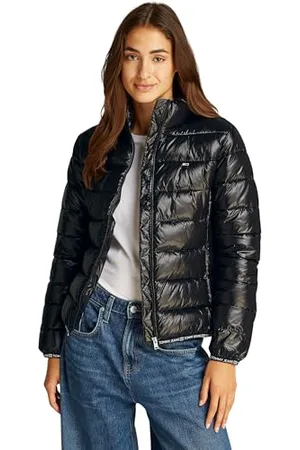 Tommy Hilfiger Damen Pufferjacke Essential Tape Hochglanz, Schwarz (Black), XL