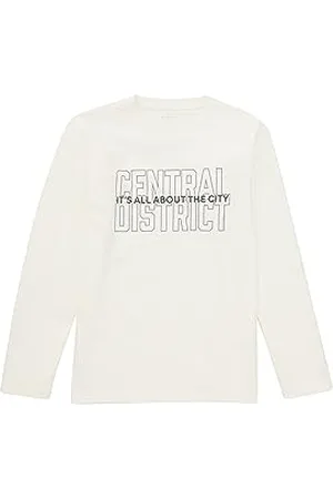 TOM TAILOR Jungen 1037510 Langarmshirt mit Print, 12906-Wool White, 128