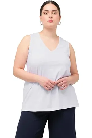 Ulla Popken Damen Top mit V Ausschnitt T-Shirts, , 62-64