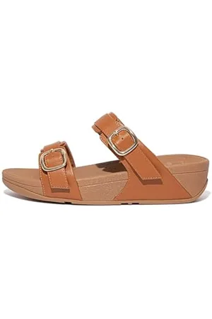 FitFlop Damen Adjustable Leather Buckle LULU Verstellbare Leder-Slides, , 41 EU