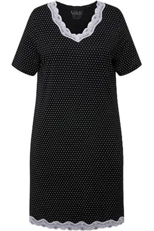Ulla Popken Damen Nightgown, lace and dots Nachthemd, , 54-56