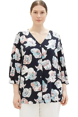 TOM TAILOR Damen 1038802 Bluse mit Muster, 32413-tie dye Flower Design, 48