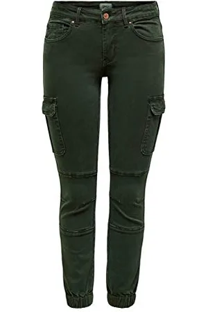 ONLY Cargo Jeans Hose | Stretch Denim Jogger Pants | Slim Mid Waist Karottenhose ONLMISSOURI, Farben:Grün-3, Größe:40W / 30L, Z-Länge:L30