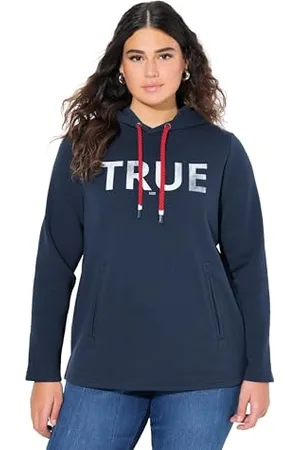 Ulla Popken Damen Hoodie, True, Kapuze, Kordel, Taschen, Langarm Sweatshirts, , 54-56 EU