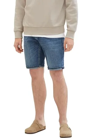 TOM TAILOR Herren Slim Jeans Bermuda Shorts mit Stretch, mid stone wash denim, 30
