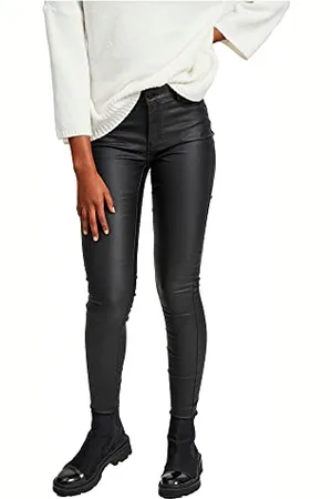 VILA Clothes Damen Slim Hose VICOMMIT RW New Coated - NOOS 14036194, Gr. 42 (Herstellergröße:XL)