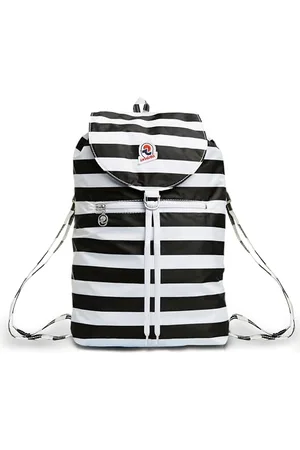 Invicta Tagesrucksack Rucksack für Reisen Outdoor - Daypack für Damen, Herren, mit Hüftgurt - faltbar 8 LT - Ultra leicht, Handgepäck mit Reißverschluss, gestreift zweifarbig schwarz/weiß Minisac