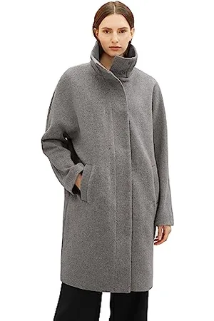 TOM TAILOR Damen 1038678 Mantel mit Stehkragen, 33761-dark Grey Melange, XXL