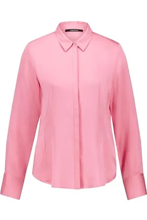 Taifun Damen Fein Schimmernde Hemdbluse Langarm, Manschetten unifarben 44