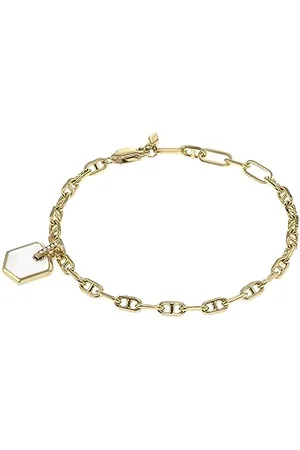 Fossil Damen-Gliederarmband Heritage Crest Perlmutt Metall goldfarben, JA7210710