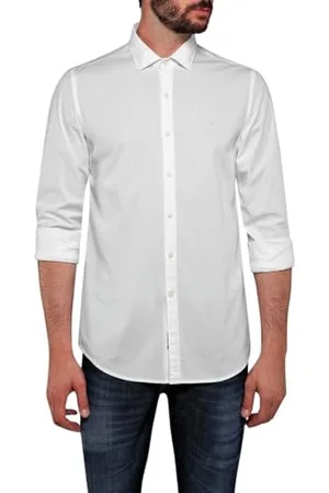 Replay Herren Hemd Langarm mit Stretch, (Weiß), M