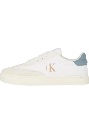 Calvin Klein Herren Cupsole Sneaker Classic Mix Low Top, Mehrfarbig (Bright White/Creamy White/Lead), 44