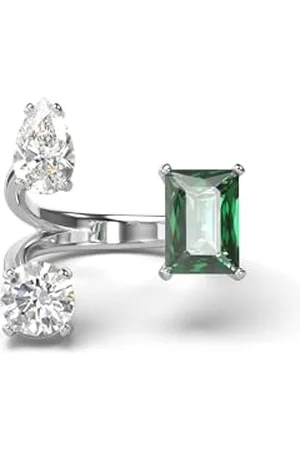 Swarovski Mesmera Offener Ring, Grüner und Rhodinierter Damenring mit Edlen Kristallen