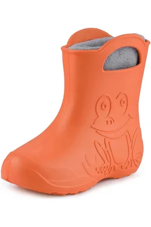 Ladeheid Eva Kinder Jungen Mädchen Gummistiefel Regenschuhe gefüttert LA-CA-03 (Orange/Grau, 22/23 EU)