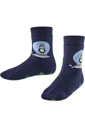 Falke Unisex Kinder Little Snow Globes K HP Baumwolle Wolle Rutschhemmende Noppen 1 Paar Stoppersocken, Blau (Space Blue 6116), 23-26