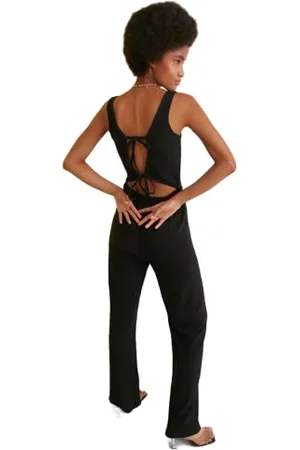 Trendyol Damen Back Decollted Gestrickter Jumpsuit Overall, , L EU