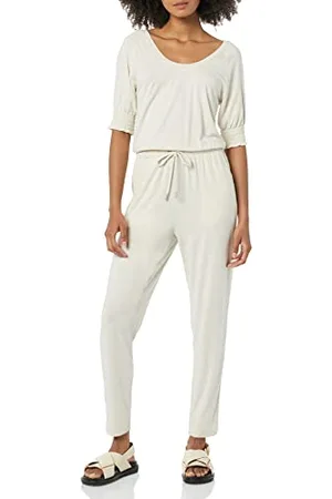 Amazon Damen Overall aus Modal mit ellenbogenlangen Puffärmeln und Bindetaille (in Übergröße erhältlich) (Früher Amazon Aware), , L