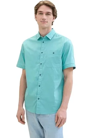TOM TAILOR Herren Basic Oxford Hemd in washed Optik, meadow teal, L