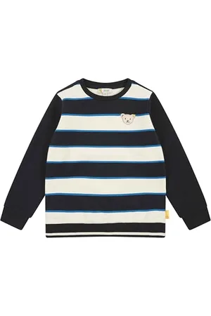 Steiff Sweatshirt EU Größe 110 Navy, Jungen Langarm-Sweatshirt, Longsleeve für Kinder, Pullover langärmelig, Kinderoberteil, ideales Basic Shirt, bequem und weich, waschmaschinenfest